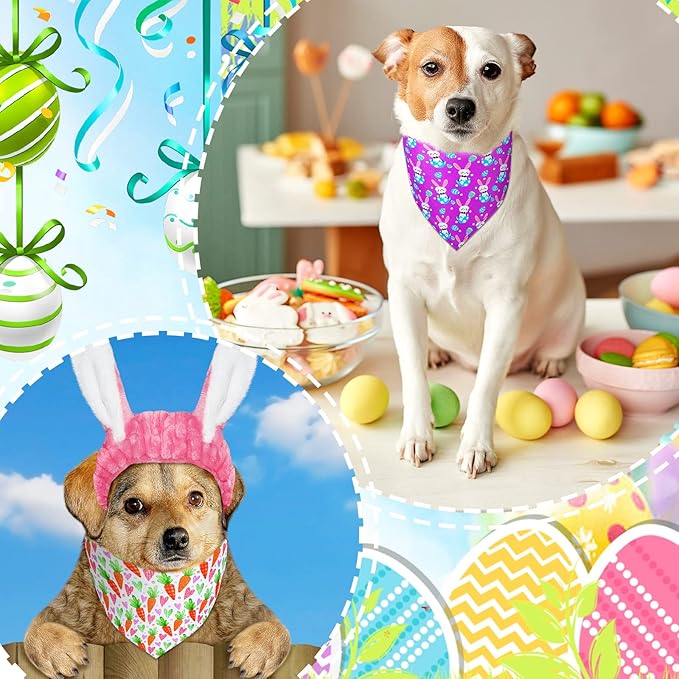 20 Pcs Easter Dog Bandana Pet Scarf Washable Triangle Bibs Shamrock Scarfs Adjustable Pet Triangle Washable Kerchief for Easter Dogs Cats