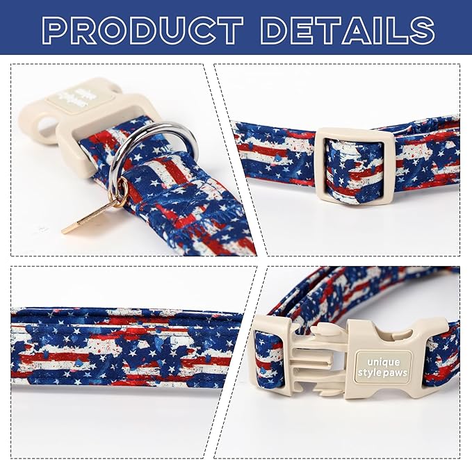 Unique style paws Dog Collar Plastic Buckle with Pendant Newspaper Star Flag Puppy Collars for Small Medium Large Boys Girls Dogs