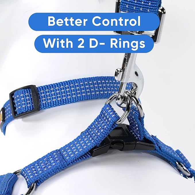 Pawtitas Extra Small Blue Reflective Dog Harness - Step In, Adjustable, XS Puppy to Senior Dog Vest