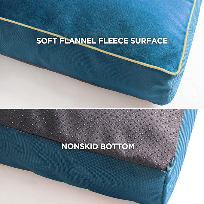 Bedsure Waterproof Dog Bed for Medium Dogs - 4 Inch Thicken Up to 45lbs Pet Mat Pillows with Removable Washable Cover, Blue