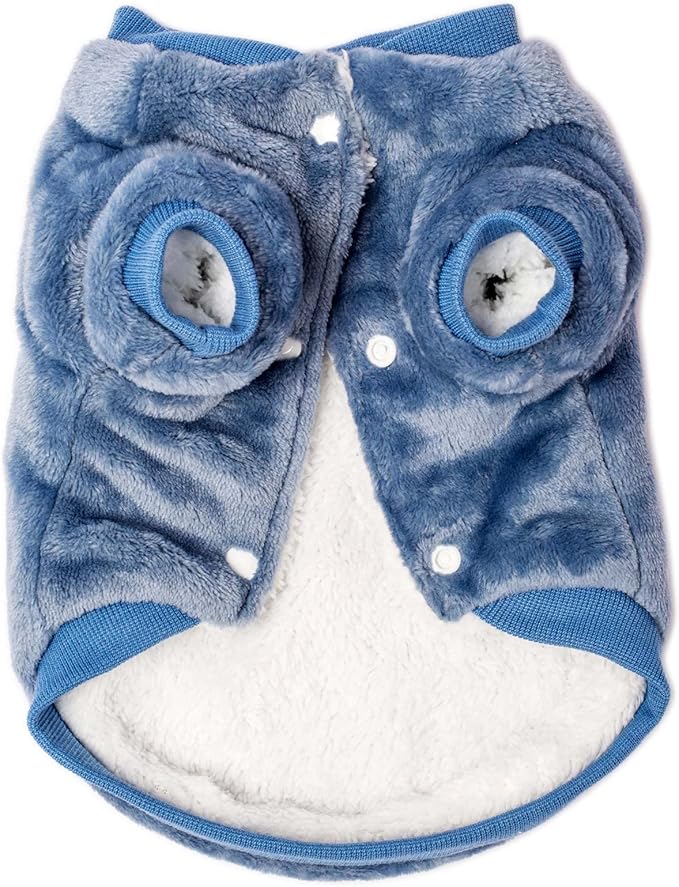 FabriCastle Dog Sweater, Dog Clothes XXS XS S M for Small Dogs Boy & Girl, Ultra Soft and Warm Cat Coat, Winter Pet Jacket, Doggy Apparel Costumes, Fleece Puppy Outfits Snap On (Steel Blue, X-Small)