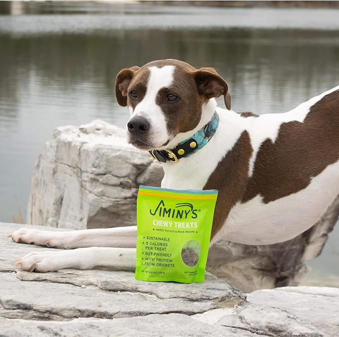 Jiminy's Chewy Cricket Dog Training Treats, Low Calorie, Hypoallergenic, 6oz, Sweet Potato & Pea (Pack of 1)