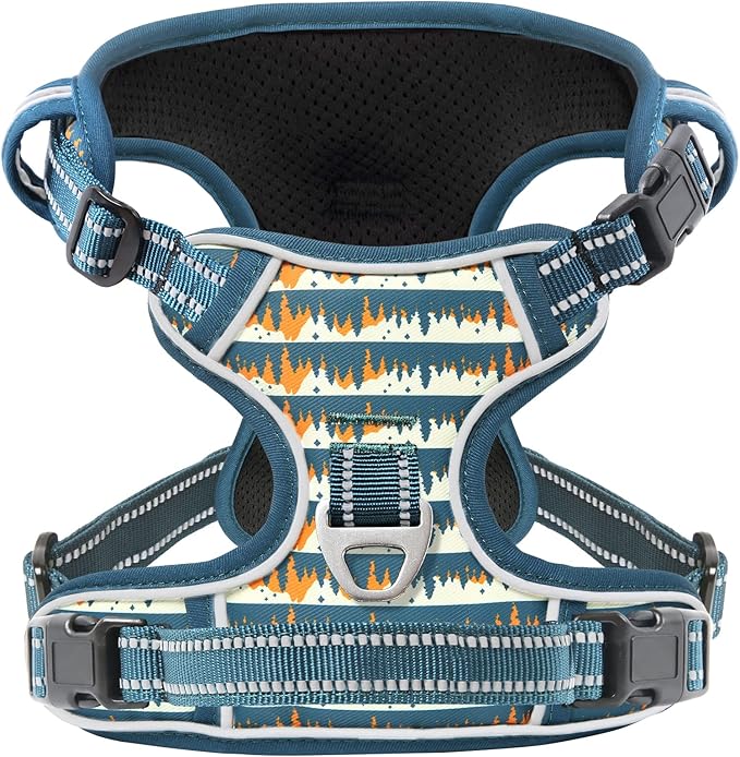 Timos Dog Harness, No-Pull Pet Harness with 2 Leash Clips, Adjustable Soft Padded Dog Vest, Reflective Outdoor Pet Oxford Vest with Easy Control Handle,Sunset Valley, XS