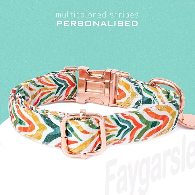 Faygarsle Multicolor Pattern Dog Collar for Small Medium Large Dogs Cute Puppy Collars for Female Dogs for Summer Spring Wedding Necklace Girl Dog Collar L