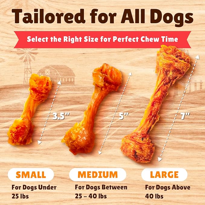 Gootoe Turkey Tendon Dog Treats, Bone (S) 6 Pieces per Pack, 100% USA Sourced Turkey, Natural Snack, Premium Puppy Chews, Hypoallergenic, Reseal Value Bags, Sizes for Small Dogs