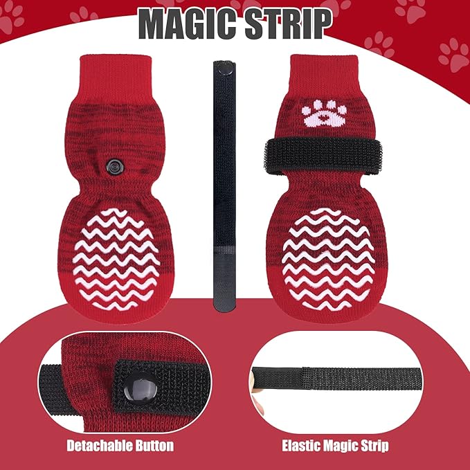 PUPTECK Non-Slip Dog Socks Double Sides Grips for Hardwood Floors Prevents Licking, Dog Shoes for Hot Pavement Booties for Senior Small Medium Large Dogs