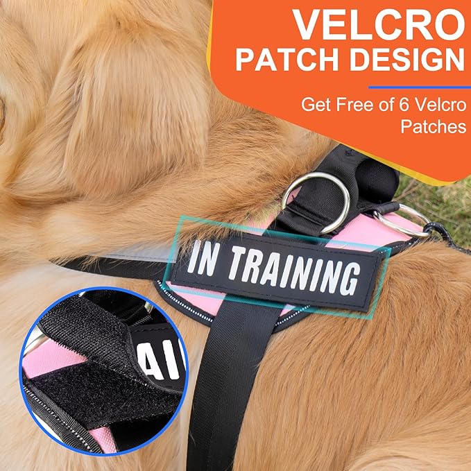Essential Dog Harness, No Pull Pet Harness with 3 Side Rings for Leash Placement, No Choke, Reflective, Adjustable Pet Vest, Easy On-Off & Improved Control Handle, Training, Walking, Running
