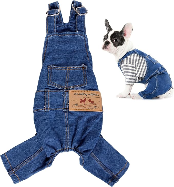 Rbenxia 1 Piece of Dog Denim Shirts Puppy Jean Jacket Sling Jumpsuit Costumes Pet Jean Overalls Dog Pants Outfits for Small Puppy Cat Pets (Blue, Small)