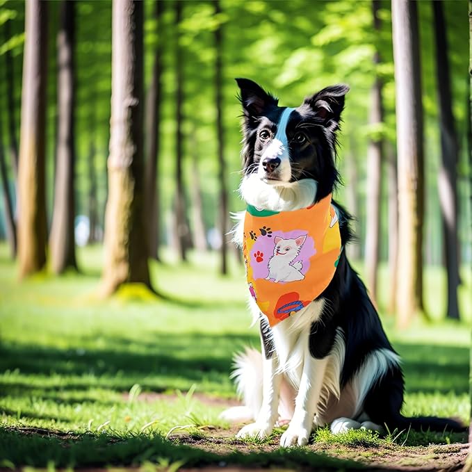 50PCS Dog Bandanas Large Bulk 33Inch for Extral Large XL XXL Dog Girl Boy with Paw Print Kerchief Triangle Bibs Head Scarves Scarfs Grooming Costume