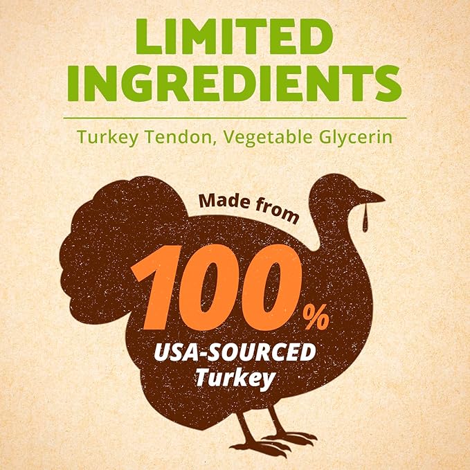 Afreschi Natural Turkey Tendon Strip 10 Units/Box, All Natural Human Grade Puppy Chew, Turkey Sourced from USA, Hypoallergenic, Easy to Digest, Rawhide Alternative