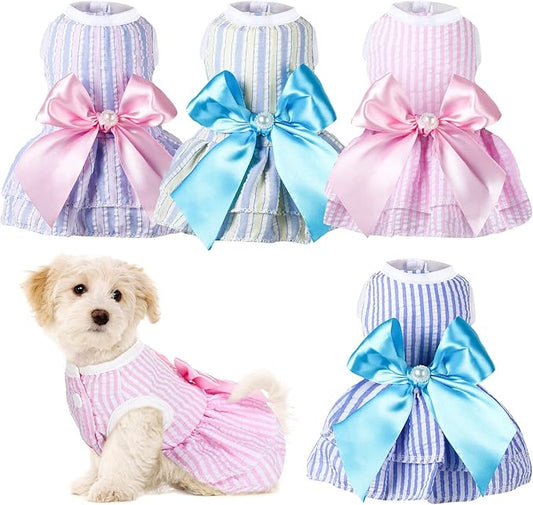 4 Pieces Dog Dresses Dogs Puppy Clothes Summer Princess Pet Dresses Girl Female Doggie Tutu Skirt Apparel for Chihuahua Yorkies Pup Cat Outfit(X-Large)