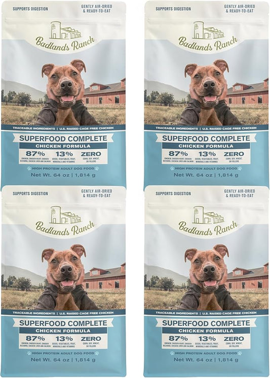 by Katherine Heigl- Superfood Complete, Air-Dried Adult Dog Food - High Protein, Zero Fillers, Superfood Nutrition (64 Ounce (Pack of 4), Chicken)