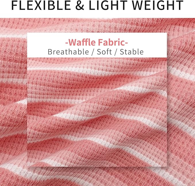 KYEESE 2Pack Waffle Dog Shirts for Small Dogs Stretchy T-Shirts Lightweight Tank Top Sleeveless Striped Vest Breathable Pet Apparel, Large, Pink+Striped