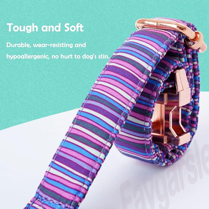 Faygarsle Colorful Striped Pattern Dog Collar for Small Medium Large Dogs Cute Puppy Collars for Female Dogs for Summer Spring Wedding Necklace Girl Dog Collar M