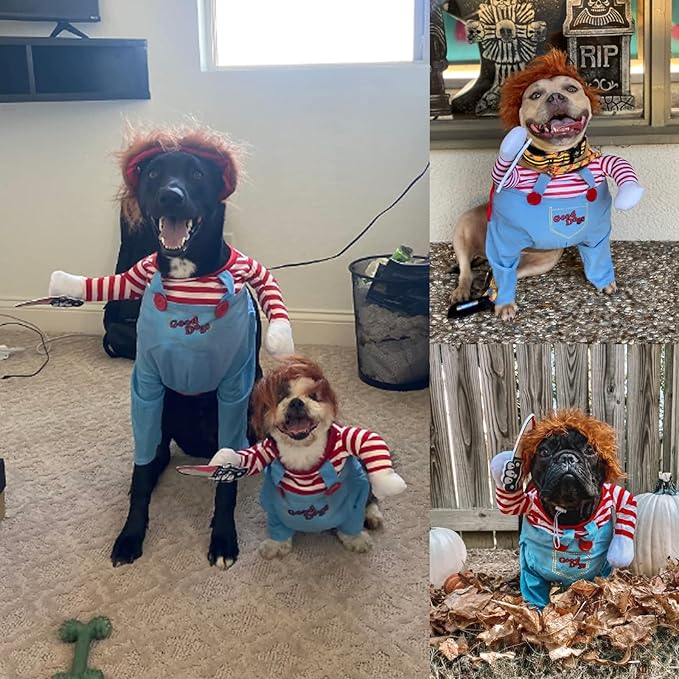 Pet Halloween Costume, Dog Funny Costume Halloween Cosplay Outfits Cute Clothes Adjustable Party Dress Up Apparel Accessories for Small Medium Large Dogs (Small)