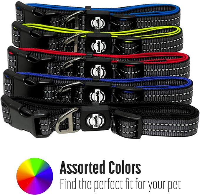 Franklin Pet Supply Co. - Nylon Dog Collar - Reflective Comfort - Fit - Neoprene - Adjustable- Small- Medium - Large - Puppy - Dog - Cat- Easy Clip