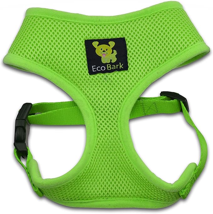 EcoBark Dog Harness - Eco-Friendly Max Comfort Harnesses - Luxurious Soft Mesh Halter - Over The Head Harness Vest- No Pull and No Choke for Puppy, Toy Breeds & Small Dogs (Small, Green)