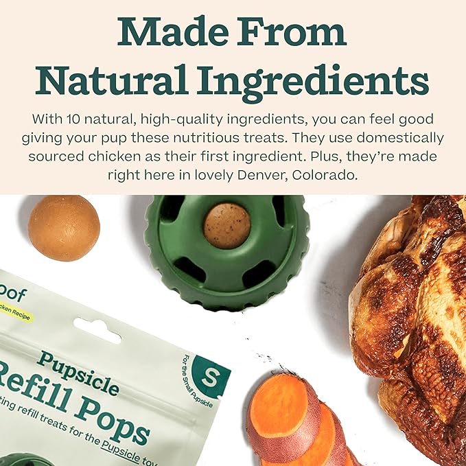 WOOF Pupsicle Refill Pops, Delicious Long Lasting Dog Treats, Pre-Made Pupsicle Refills for Dogs, Wholesome Ingredients, Low-Mess Chicken Pet Treats - Small Pops - 10 Count - 2 Pack