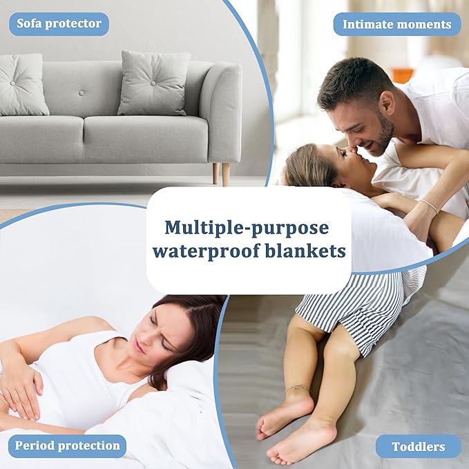 Kritter Planet Waterproof Bed Blanket, Reversible Sherpa Fleece Bed Cover for Adults Intimancy, Leakproof Furniture Protector