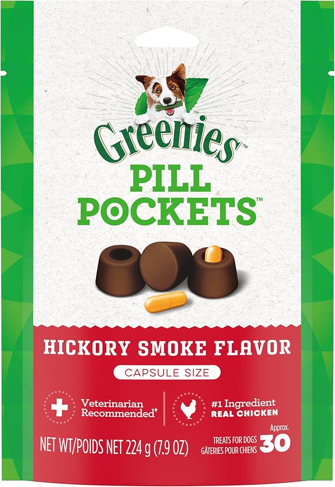 Greenies Pill Pockets for Dogs Large Size, Soft Dog Treats, Hickory Smoke Flavor, (6) 7.9 oz. Pouches (180 Treats Total)