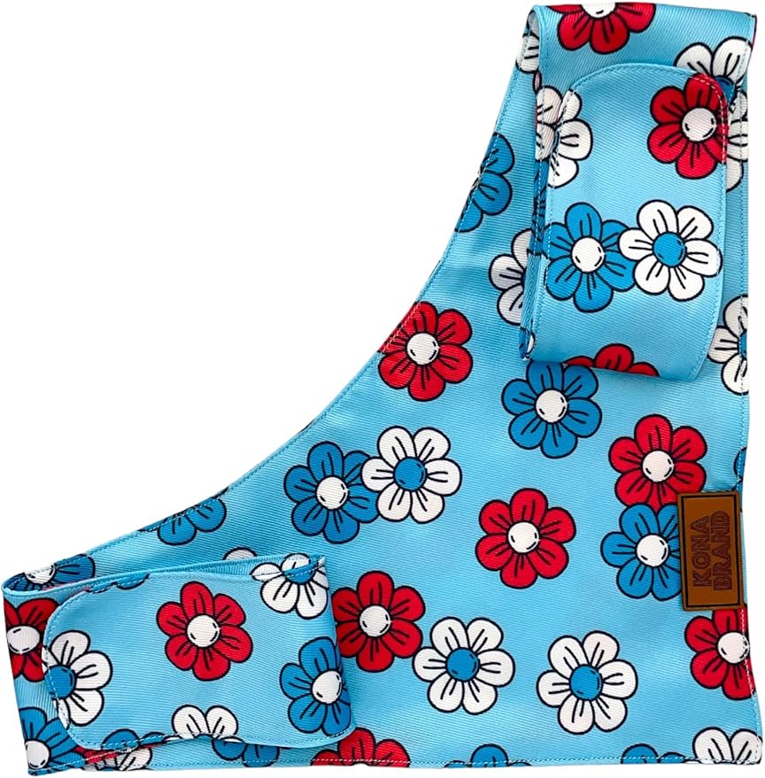 KonaBrandCo- Premium Handmade Dog Bandana | Dual Layered Silky Durable Polyester Fabric | Adjustable Fit Custom Shape- Won't Roll (Large, POPPY)