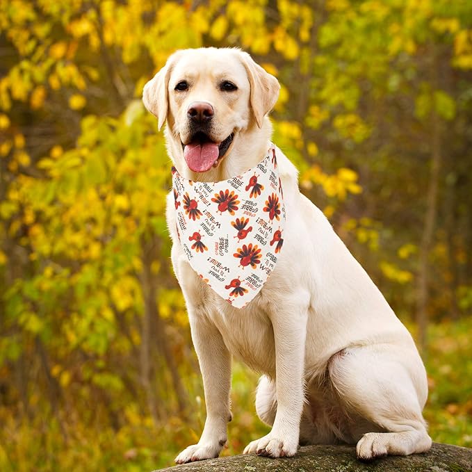 ADOGGYGO Thanksgiving Dog Bandana Fall Autumn Pet Bandana Reversible Triangle Bibs Scarf Accessories for Large and Extra Large Dogs Pets (X-Large, Thanksgiving)