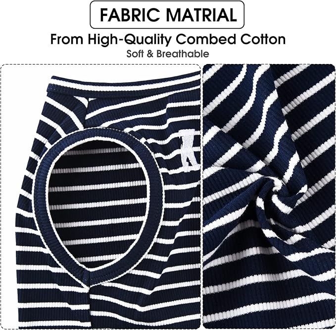 Koneseve Dog Shirt Vest Lightweight Stretchy Dog T-Shirts Soft Cool Sleeveless Stripe Vests Breathable Clothes for Puppy Kitty Cats Small Medium Large Dogs 2 Pack Red + Blue [L/Large]