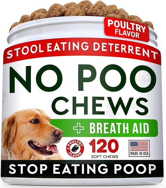 STRELLALAB No Poo Chews for Dogs - Coprophagia & Stool Eating Deterrent with Probiotics, Digestive Enzymes & Breath Aid Support - Stop Dog Poop Eating - Made in The USA