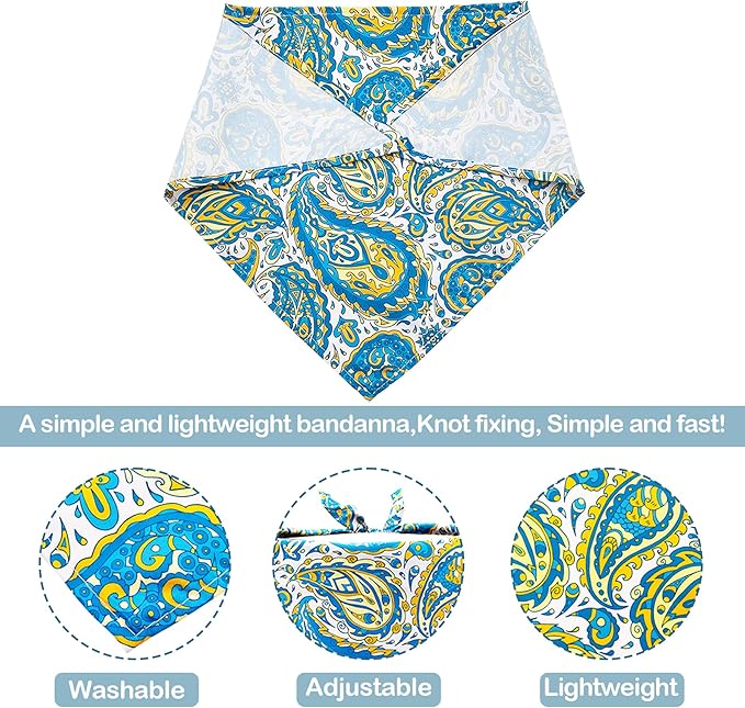 30 Pcs Paisley Bandanas for Dog Cats Polyester Print One Side Bandana Bulk for Small Middle Dogs Breed Reversible Triangle Bandana Girl Boy Grooming M
