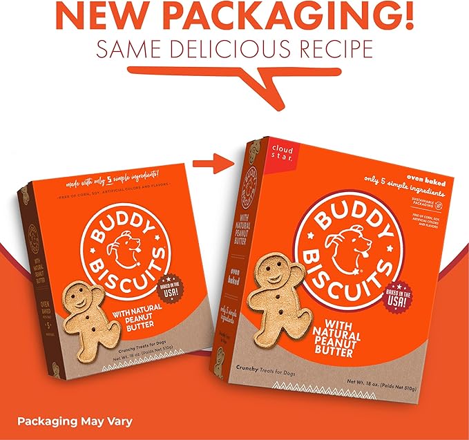 Buddy Biscuits Crunchy Dog Treats, Peanut Butter, 18 oz. Box
