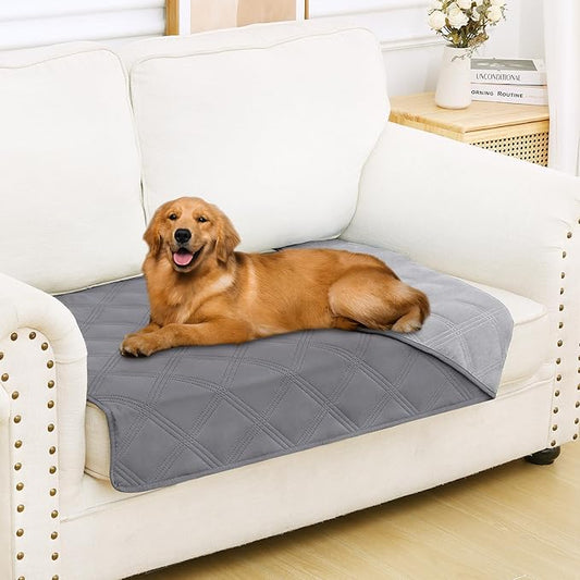 Smiry Waterproof Dog Bed Cover Blanket 30x53, Soft Reversible Pet Blanket, Washable Leakproof Cats Dogs Couch Cover for Sofa, Couch, Furniture, Grey/Light Grey