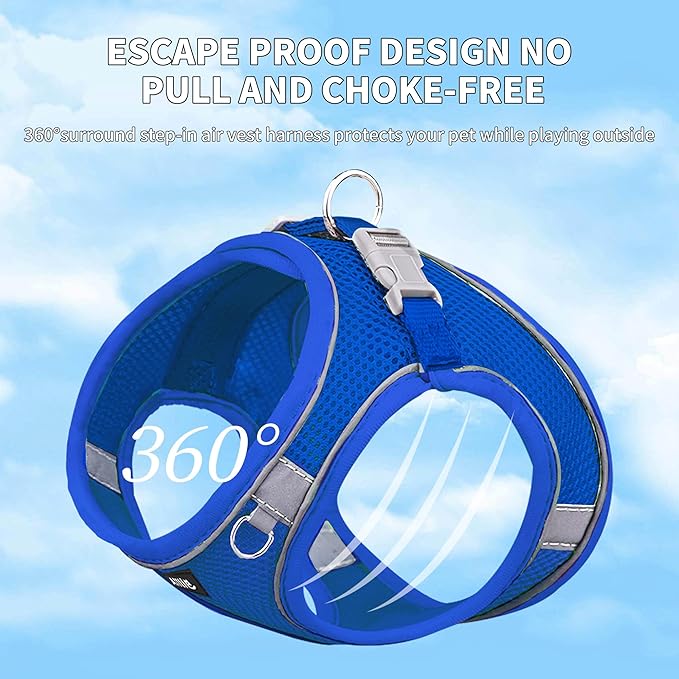 AIITLE Escape Proof Dog Harness - Step in Adjustable Dog Harness No Choke Over with Breathable Mesh and Quick-Release Buckle for Spring- Outdoor Walking, Camping for Medium Dogs Royal Blue XL