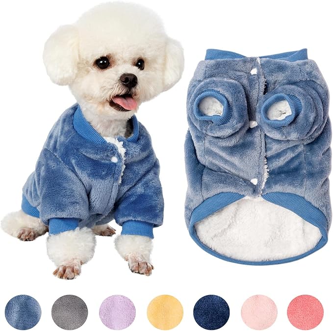 FabriCastle Dog Sweater, Dog Clothes XXS XS S M for Small Dogs Boy & Girl, Ultra Soft and Warm Cat Coat, Winter Pet Jacket, Doggy Apparel Costumes, Fleece Puppy Outfits Snap On (Steel Blue, X-Small)