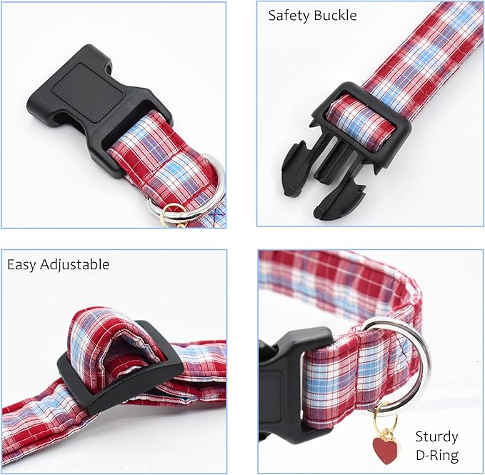 Bubblepup Dog Collar, Adjustable Dog Collar for Small Medium Large Dogs with Soft Cotton & Quick-Release Buckle