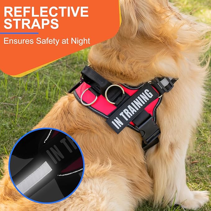 Essential Dog Harness, No Pull Pet Harness with 3 Side Rings for Leash Placement, No Choke, Reflective, Adjustable Pet Vest, Easy On-Off & Improved Control Handle, Training, Walking, Running