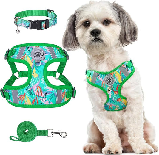 BEAUTYZOO Step in Dog Harness Collar and Leash Set for Small Medium Large Dogs, No Pull No Choke Puppy Harness, Soft Mesh Reflective Pet Padded Vest Adjustable for Doggie Girl or Boy,Chihuahua, Yorkie