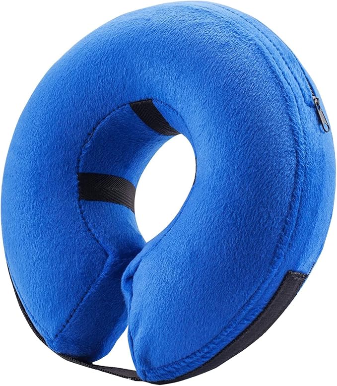 BENCMATE Protective Inflatable Collar for Dogs and Cats - Soft Pet Recovery Collar Does Not Block Vision (Large, Blue)