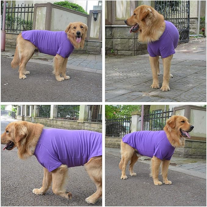 Lovelonglong Pet Clothing Dog Costumes Basic Blank T-Shirt Tee Shirts for Medium Large Dogs Purple XXL+