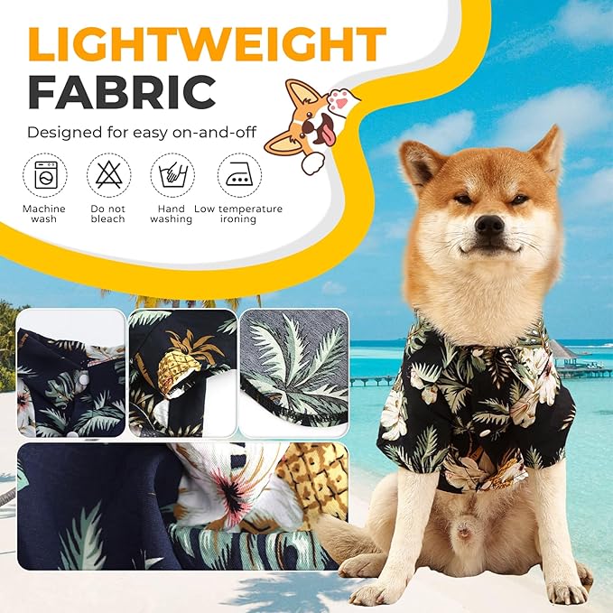 Dog Shirt Hawaiian Dog and Cat Summer T-Shirts Dog Style Floral Breathable Cool Clothes Hawaiian Shirts for Dogs and Cats Owner and Pet Shirts are Sold Separately