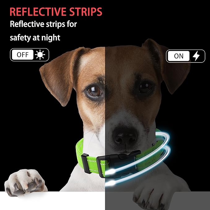 Reflective Dog Collar with Safety Locking Buckle, Adjustable Soft Breathable Nylon Collars for Small, Medium and Large Dogs(Collar+Leash S Width 5/8" Green)