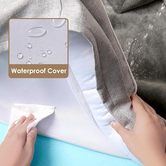 EHEYCIGA Orthopedic Dog Beds for Extra Large Dogs, Waterproof Memory Foam XL Pet Bed with Sides, Non-Slip and Egg-Crate Foam Big Dog Couch Bed with Washable Removable Cover, Grey