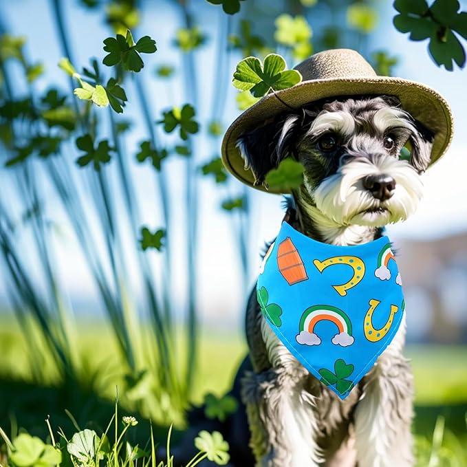 10PCS St.Patricks Day Dog Bandanas for Small XS Dogs Doggy Puppy Cats Triangle Bibs Scarves Boys and Girls Grooming Accessories
