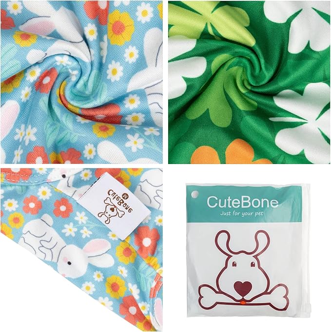 CuteBone Dog Shirts 2-Pack St.Patrick's Day & Easter Soft Pet Clothes Breathable Summer Vest for Small Puppy and Stretchy Cat Apparel 2BX12XL
