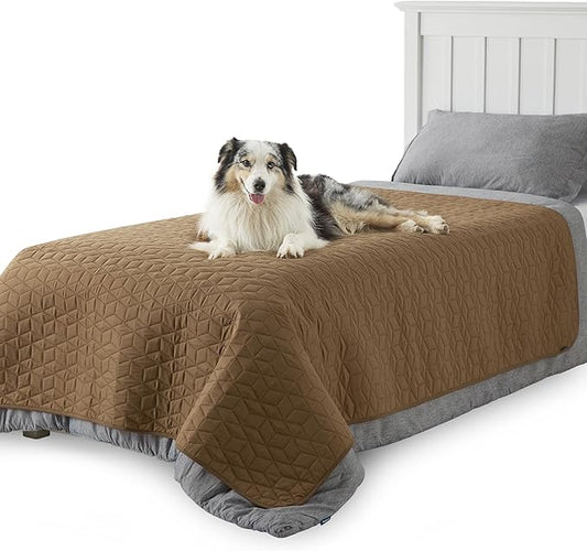 Bedsure 100% Waterproof Couch Cover for Dogs Washable - Non Slip Waterproof Blanket Large for Bed Sofa, Lightweight Furniture Protector Durable for Pet Cat Puppy with Non-Slip Bottom, Brown, 52x82IN