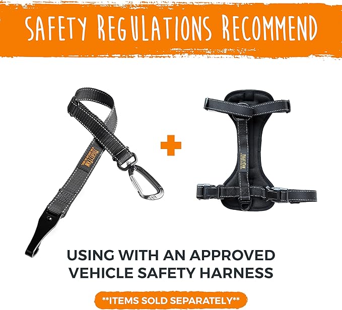 Mighty Paw Dog Seat Belt For Car - LATCH Compatible Adjustable Dog Seatbelt Harness for Small, Medium and Large Pets. Distraction Free Driving, Heavy-Duty Design with Aviation Grade Aluminum Carabiner