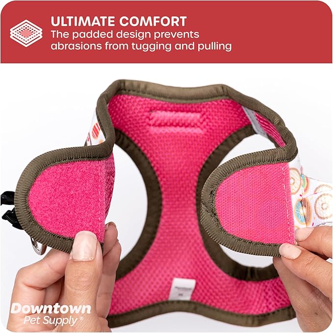 Downtown Pet Supply Step in Dog Harness for Small Dogs No Pull, X-Small, Donut - Adjustable Harness with Padded Mesh Fabric and Reflective Trim - Buckle Strap Harness for Dogs