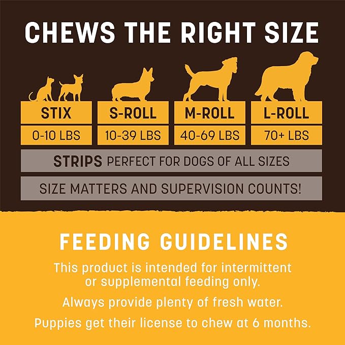 Earth Animal No-Hide Rolls Peanut Butter Recipe Large Natural Rawhide Alternative Dog Chews | 3 Count Pack of 1