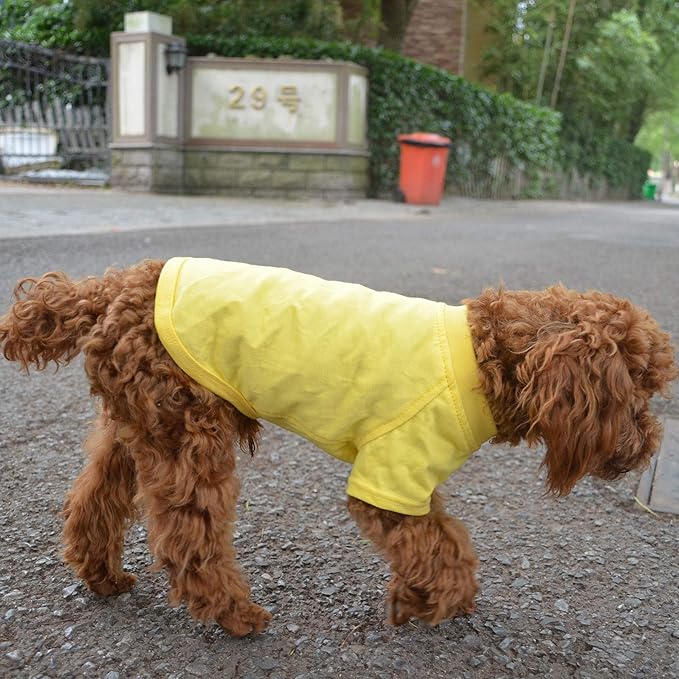 Lovelonglong Pet Clothing Dog Costumes Basic Blank T-Shirt Tee Shirts for Small Dogs Yellow XS