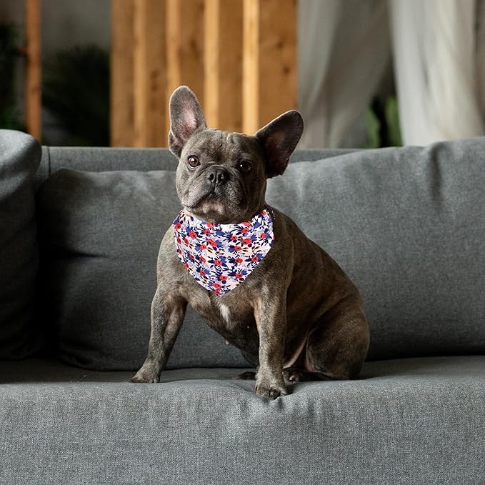 Dog Collars and Bandanas - Soft Adjustable Fancy Floral Boys Girls Puppy Collar for Small Medium Large Dogs.