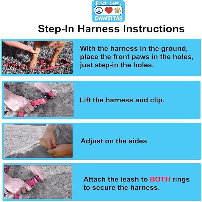 PAWTITAS Pet Solid Color Step in Dog Harness or Vest Harness Dog Training Walking of Your Puppy Harness Medium Dog Harness Blue Dog Harness